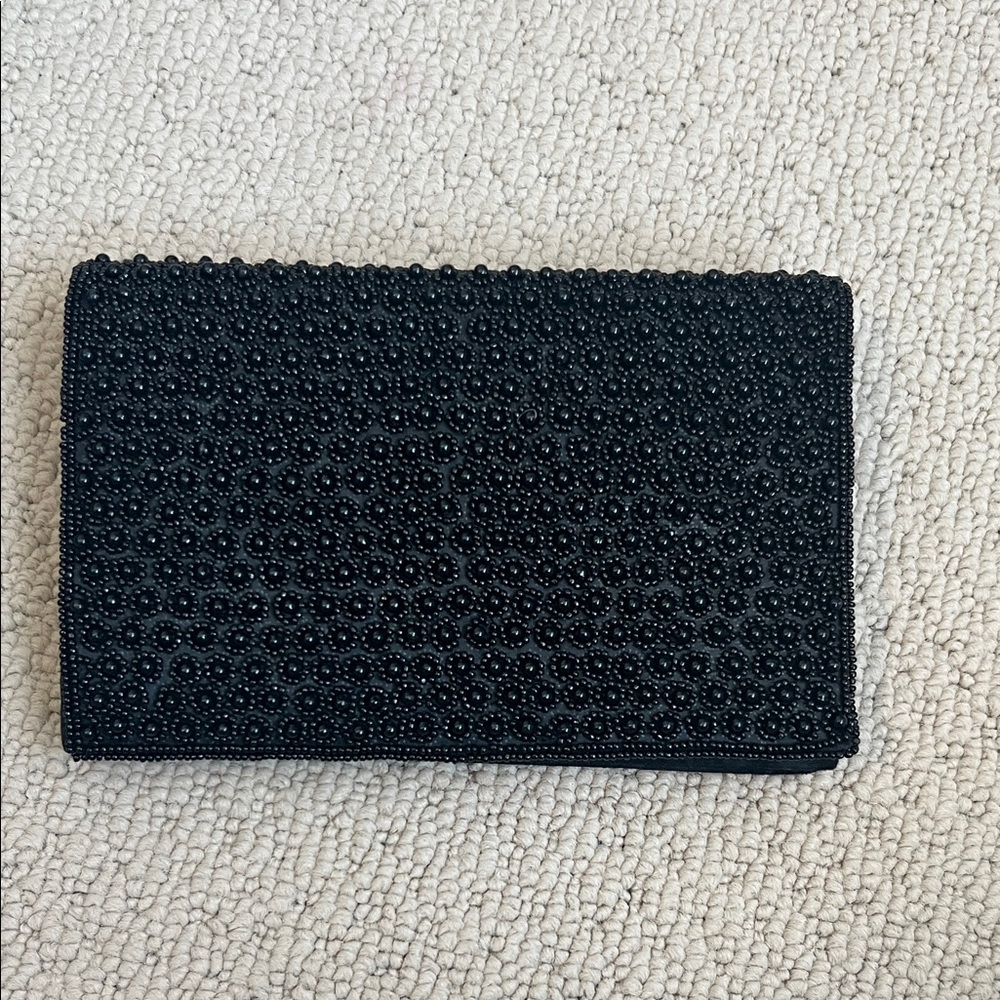 Elegant Black Beaded Clutch
